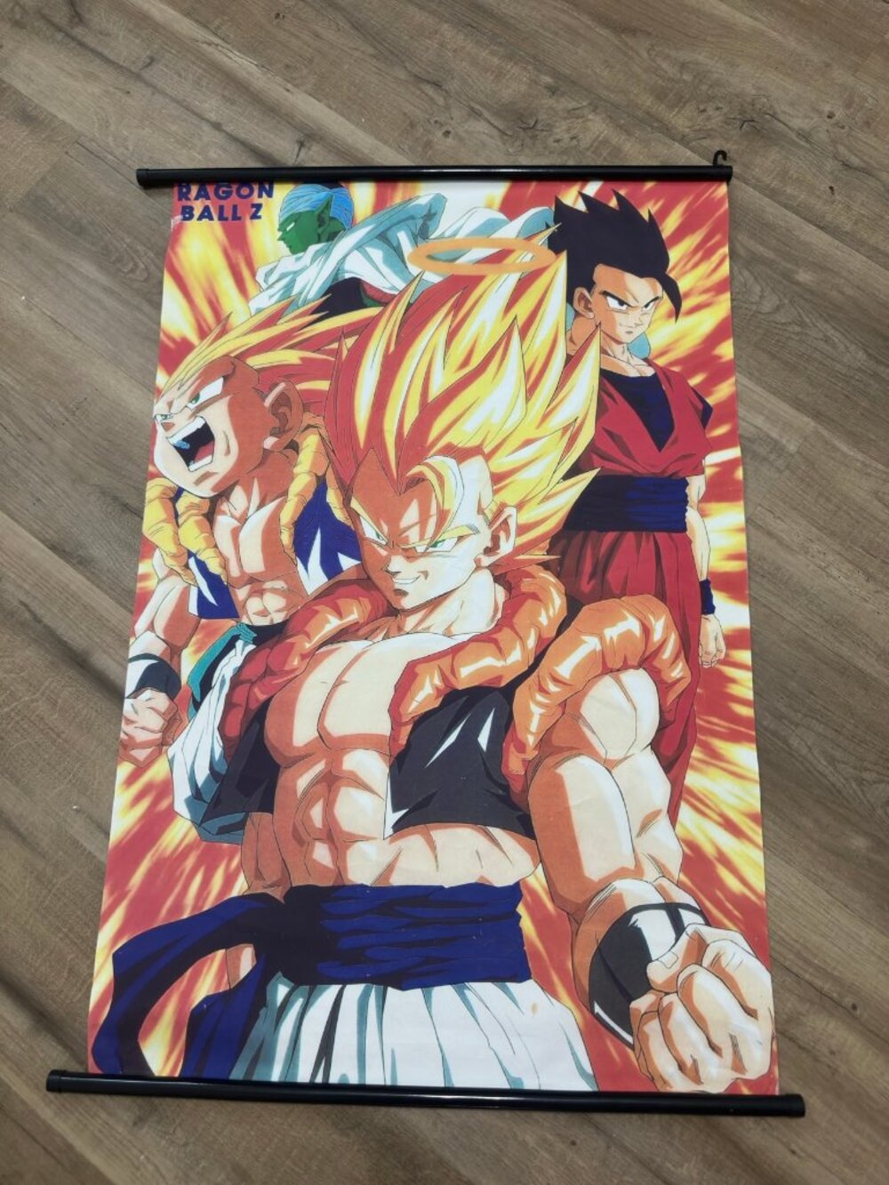 Vintage 90s Dragon Ball Z Wall Scroll Poster Bootleg Gogeta Gotenks Gohan Rare